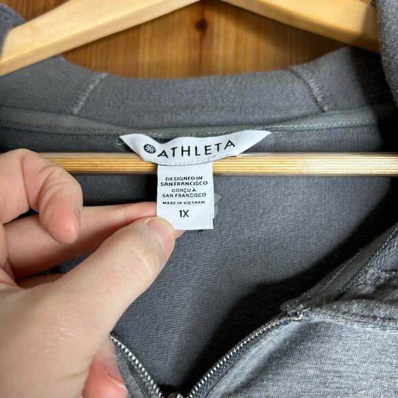 Athleta Balance Full Zip Up Hoodie Sweatshirt Women’s 1X Gray Athleisure Workout - Picture 8 of 11